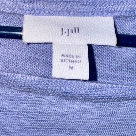 J. Jill Women's Blue Linen Cotton 3/4 Bell Sleeve Boat Neck T-Shirt Size Medium - Picture 3 of 5